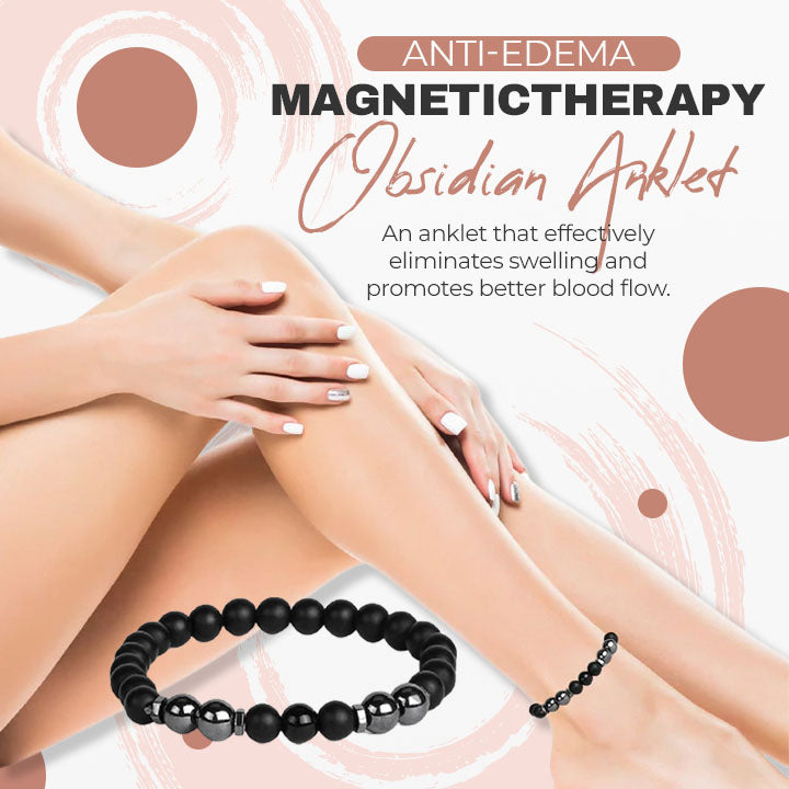 Anti-edema Magnetic Therapy Obsidian Anklet